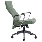 Chaise de bureau LeisureMod Hilton dossier haut en cuir nervuré - Cadre en acier robuste pivotant et inclinable - Chaise de bureau de direction moderne