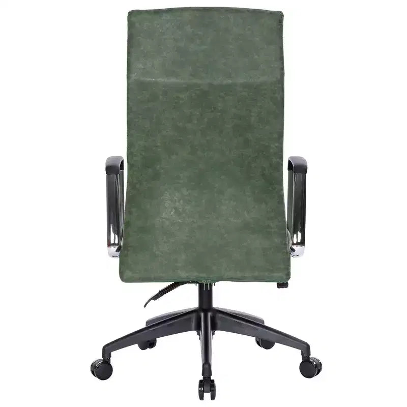 Chaise de bureau LeisureMod Hilton dossier haut en cuir nervuré - Cadre en acier robuste pivotant et inclinable - Chaise de bureau de direction moderne