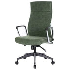 Chaise de bureau LeisureMod Hilton dossier haut en cuir nervuré - Cadre en acier robuste pivotant et inclinable - Chaise de bureau de direction moderne