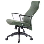 Chaise de bureau LeisureMod Hilton dossier haut en cuir nervuré - Cadre en acier robuste pivotant et inclinable - Chaise de bureau de direction moderne