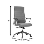 Chaise de bureau LeisureMod Hilton dossier haut en cuir nervuré - Cadre en acier robuste pivotant et inclinable - Chaise de bureau de direction moderne