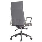 Chaise de bureau LeisureMod Hilton dossier haut en cuir nervuré - Cadre en acier robuste pivotant et inclinable - Chaise de bureau de direction moderne