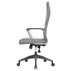 Chaise de bureau LeisureMod Hilton dossier haut en cuir nervuré - Cadre en acier robuste pivotant et inclinable - Chaise de bureau de direction moderne