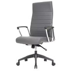 Chaise de bureau LeisureMod Hilton dossier haut en cuir nervuré - Cadre en acier robuste pivotant et inclinable - Chaise de bureau de direction moderne