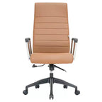 Chaise de bureau LeisureMod Hilton dossier haut en cuir nervuré - Cadre en acier robuste pivotant et inclinable - Chaise de bureau de direction moderne
