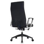 Chaise de bureau LeisureMod Hilton dossier haut en cuir nervuré - Cadre en acier robuste pivotant et inclinable - Chaise de bureau de direction moderne