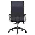Chaise de bureau LeisureMod Hilton dossier haut en cuir nervuré - Cadre en acier robuste pivotant et inclinable - Chaise de bureau de direction moderne
