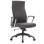 Chaise de bureau LeisureMod Hilton dossier haut en cuir nervuré - Cadre en acier robuste pivotant et inclinable - Chaise de bureau de direction moderne