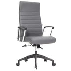 Chaise de bureau LeisureMod Hilton dossier haut en cuir nervuré - Cadre en acier robuste pivotant et inclinable - Chaise de bureau de direction moderne