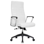 Chaise de bureau LeisureMod Hilton dossier haut en cuir nervuré - Cadre en acier robuste pivotant et inclinable - Chaise de bureau de direction moderne