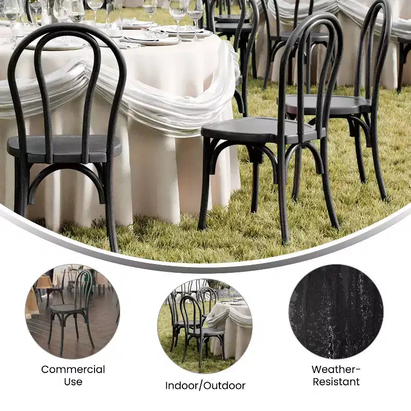 Emma et Oliver, lot de 2 chaises Thonet aspect bois en résine résistante aux intempéries pour usage intérieur/extérieur