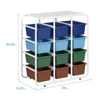Étagère de rangement à 4 niveaux ECR4Kids avec 12 bacs, 4x3, organisation polyvalente