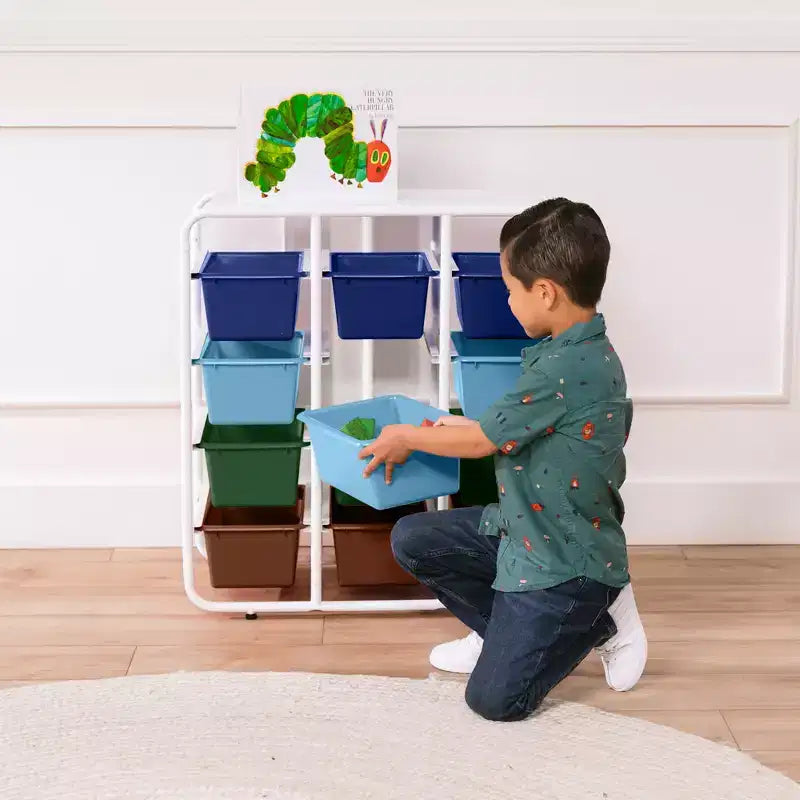 Étagère de rangement à 4 niveaux ECR4Kids avec 12 bacs, 4x3, organisation polyvalente
