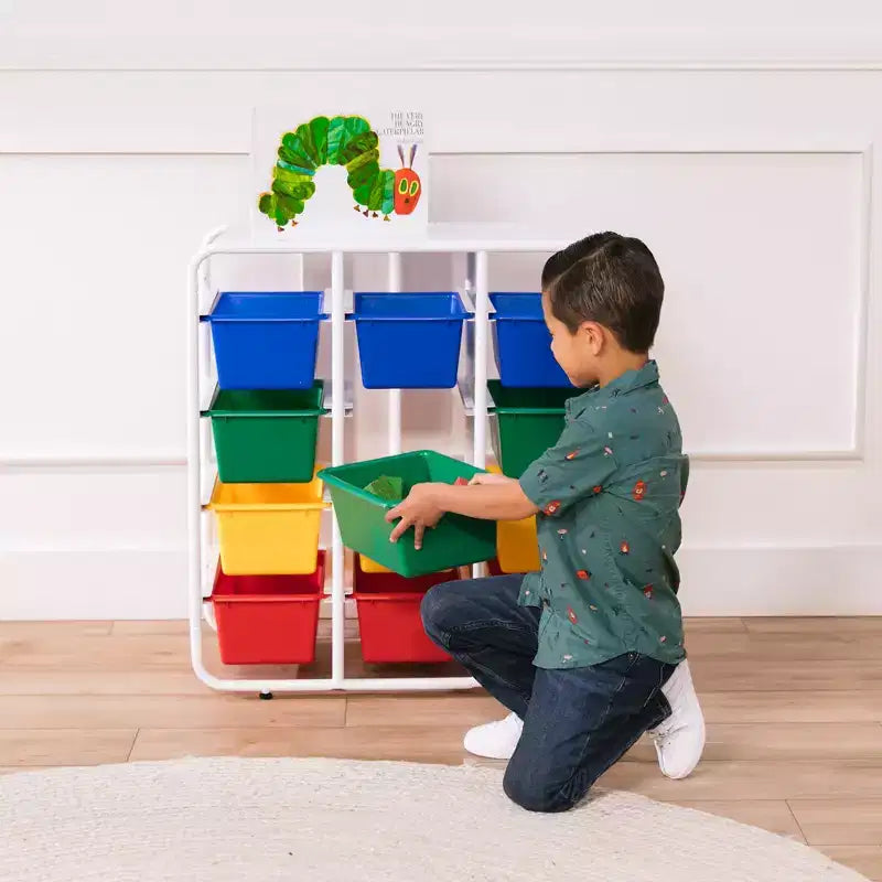 Étagère de rangement à 4 niveaux ECR4Kids avec 12 bacs, 4x3, organisation polyvalente