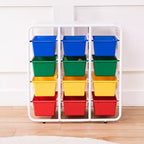 Étagère de rangement à 4 niveaux ECR4Kids avec 12 bacs, 4x3, organisation polyvalente