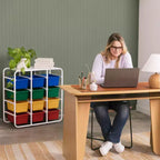 Étagère de rangement à 4 niveaux ECR4Kids avec 12 bacs, 4x3, organisation polyvalente