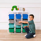 Étagère de rangement à 4 niveaux ECR4Kids avec 12 bacs, 4x3, organisation polyvalente