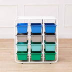 Étagère de rangement à 4 niveaux ECR4Kids avec 12 bacs, 4x3, organisation polyvalente