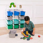 Étagère de rangement à 4 niveaux ECR4Kids avec 12 bacs, 4x3, organisation polyvalente