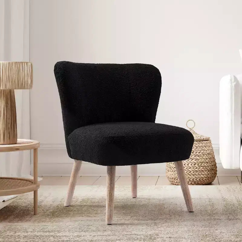 Fauteuil d'appoint sans accoudoirs rembourré Genevieve 25 de WestinTrends en tissu bouclé