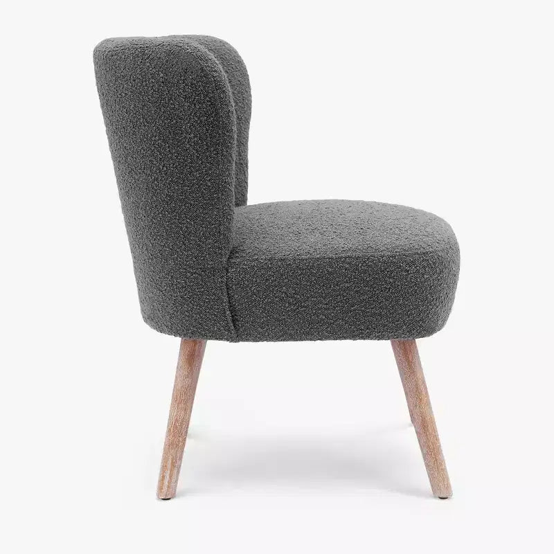 Fauteuil d'appoint sans accoudoirs rembourré Genevieve 25 de WestinTrends en tissu bouclé