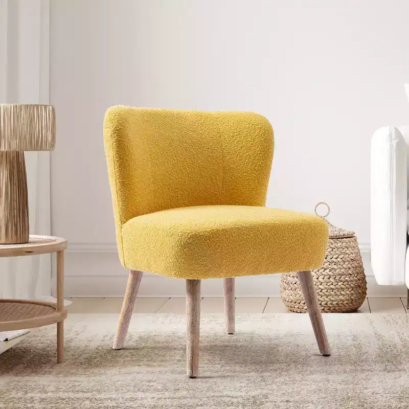 Fauteuil d'appoint sans accoudoirs rembourré Genevieve 25 de WestinTrends en tissu bouclé