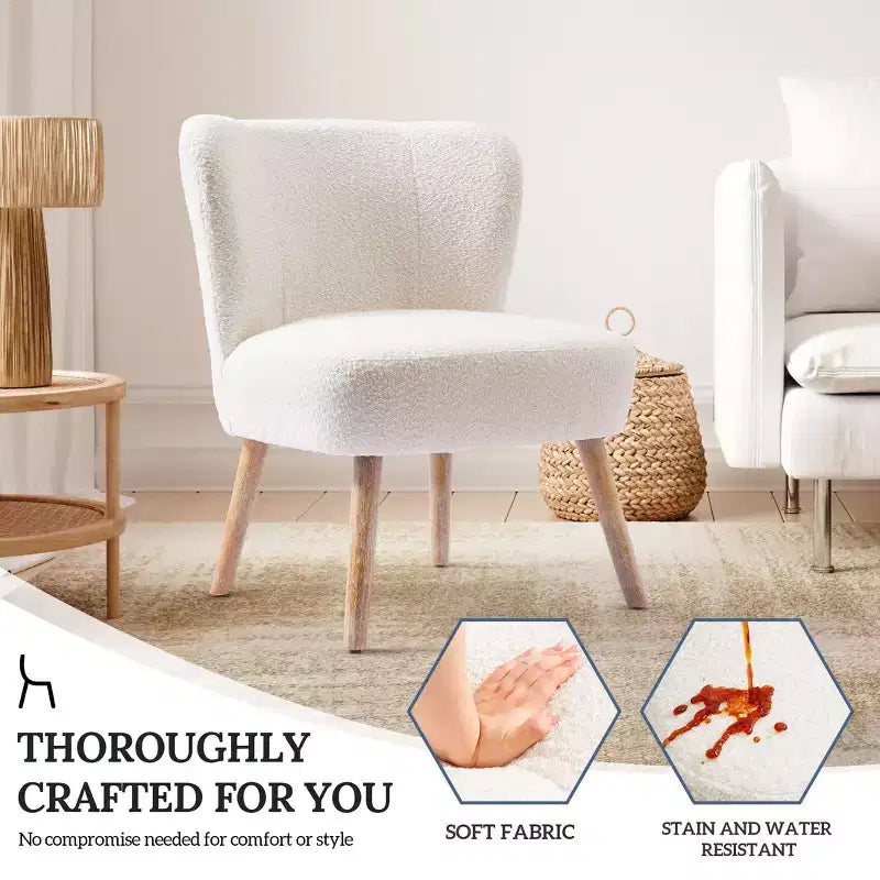 Fauteuil d'appoint sans accoudoirs rembourré Genevieve 25 de WestinTrends en tissu bouclé