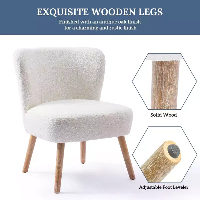 Fauteuil d'appoint sans accoudoirs rembourré Genevieve 25 de WestinTrends en tissu bouclé