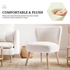 Fauteuil d'appoint sans accoudoirs rembourré Genevieve 25 de WestinTrends en tissu bouclé