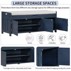 Banc de rangement en bois, banc d'entrée rembourré avec coussin amovible, meuble à chaussures avec rangement caché pour entrée, chambre, salon