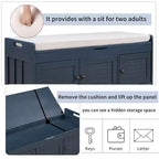 Banc de rangement en bois, banc d'entrée rembourré avec coussin amovible, meuble à chaussures avec rangement caché pour entrée, chambre, salon