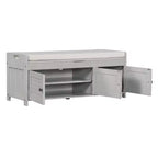 Banc de rangement en bois, banc d'entrée rembourré avec coussin amovible, meuble à chaussures avec rangement caché pour entrée, chambre, salon