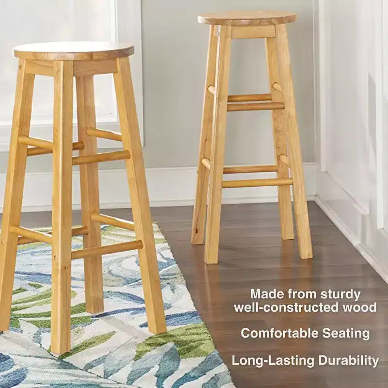 Tabourets de bar de cuisine classiques PJ Wood avec assise ronde de 74 cm de haut