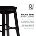 Tabourets de bar de cuisine classiques PJ Wood avec assise ronde de 74 cm de haut