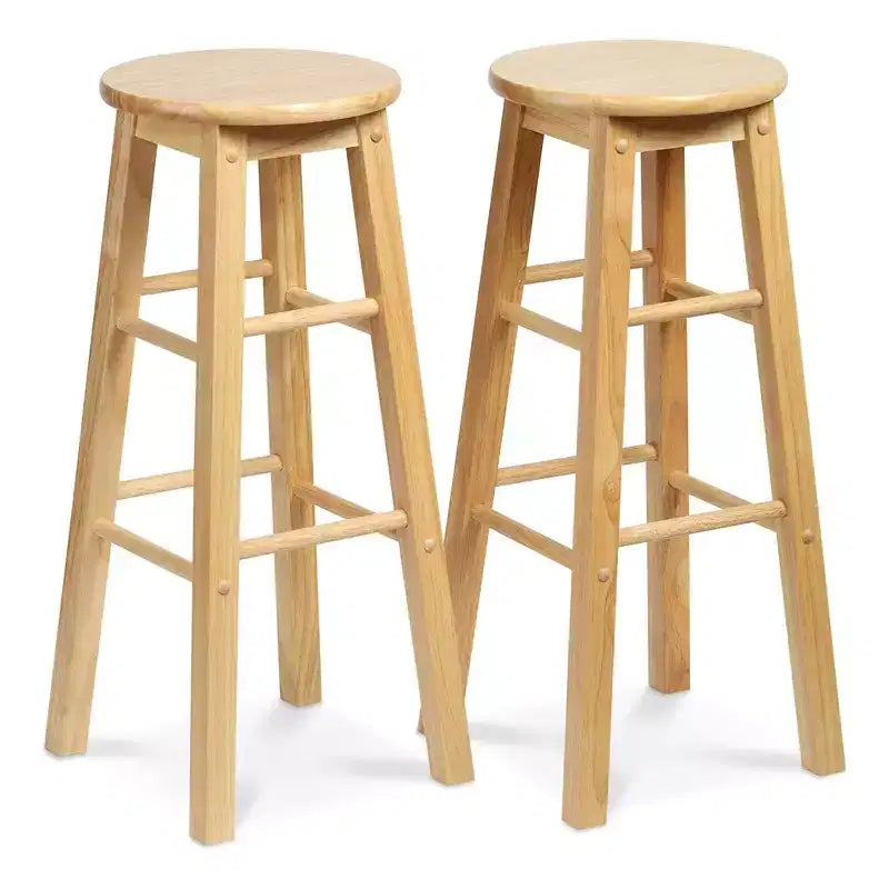 Tabourets de bar de cuisine classiques PJ Wood avec assise ronde de 74 cm de haut