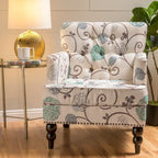 Fauteuil club capitonné en tissu fleuri Harrison par Christopher Knight Home - 28,00 L x 29,50 l x 33,50 H