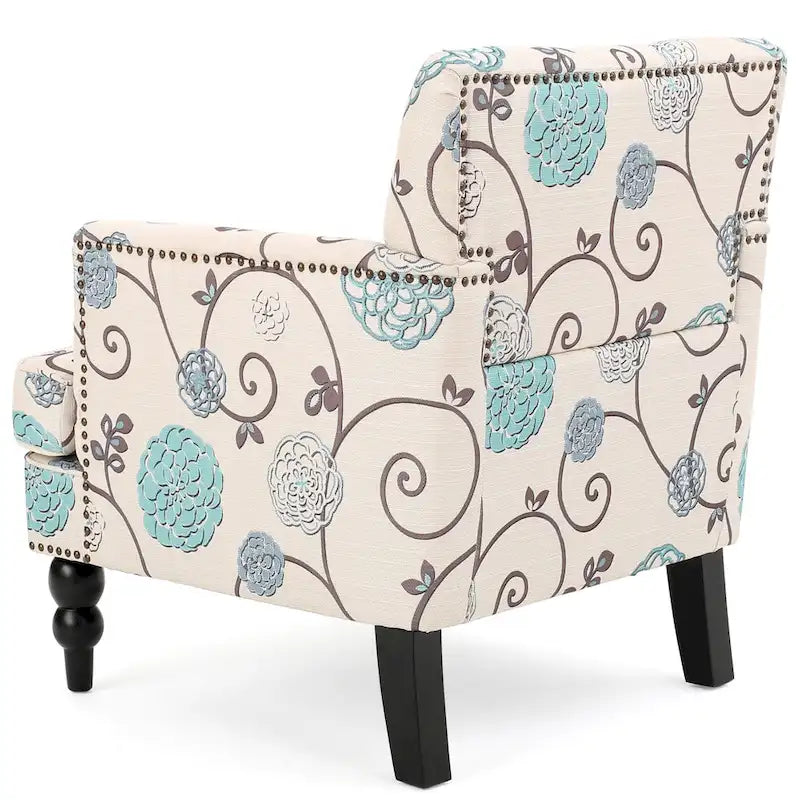 Fauteuil club capitonné en tissu fleuri Harrison par Christopher Knight Home - 28,00 L x 29,50 l x 33,50 H