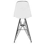 Tabouret de bar mi-hauteur LeisureMod Cresco en acrylique avec base en acier noir, parfait pour la cuisine, la salle à manger, le bar ou le salon