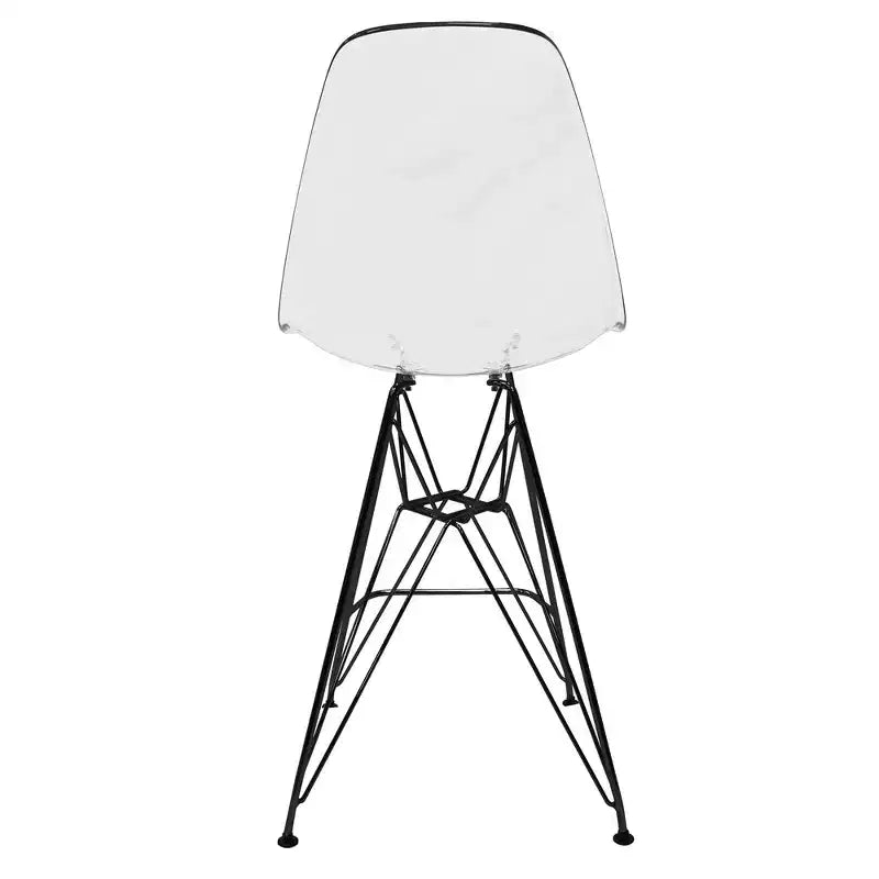 Tabouret de bar mi-hauteur LeisureMod Cresco en acrylique avec base en acier noir, parfait pour la cuisine, la salle à manger, le bar ou le salon
