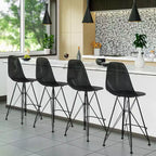 Tabouret de bar mi-hauteur LeisureMod Cresco en acrylique avec base en acier noir, parfait pour la cuisine, la salle à manger, le bar ou le salon