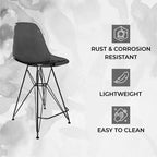 Tabouret de bar mi-hauteur LeisureMod Cresco en acrylique avec base en acier noir, parfait pour la cuisine, la salle à manger, le bar ou le salon