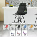 Tabouret de bar mi-hauteur LeisureMod Cresco en acrylique avec base en acier noir, parfait pour la cuisine, la salle à manger, le bar ou le salon