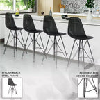 Tabouret de bar mi-hauteur LeisureMod Cresco en acrylique avec base en acier noir, parfait pour la cuisine, la salle à manger, le bar ou le salon