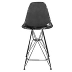 Tabouret de bar mi-hauteur LeisureMod Cresco en acrylique avec base en acier noir, parfait pour la cuisine, la salle à manger, le bar ou le salon