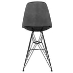 Tabouret de bar mi-hauteur LeisureMod Cresco en acrylique avec base en acier noir, parfait pour la cuisine, la salle à manger, le bar ou le salon