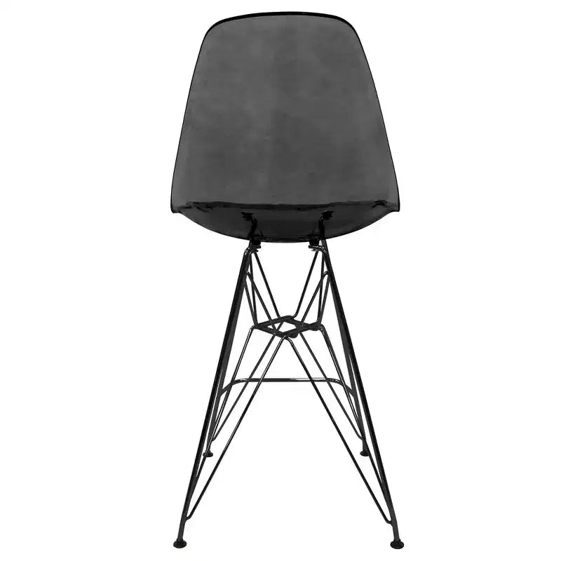 Tabouret de bar mi-hauteur LeisureMod Cresco en acrylique avec base en acier noir, parfait pour la cuisine, la salle à manger, le bar ou le salon