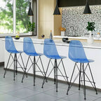 Tabouret de bar mi-hauteur LeisureMod Cresco en acrylique avec base en acier noir, parfait pour la cuisine, la salle à manger, le bar ou le salon