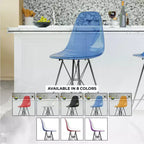 Tabouret de bar mi-hauteur LeisureMod Cresco en acrylique avec base en acier noir, parfait pour la cuisine, la salle à manger, le bar ou le salon