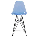 Tabouret de bar mi-hauteur LeisureMod Cresco en acrylique avec base en acier noir, parfait pour la cuisine, la salle à manger, le bar ou le salon