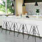 Tabouret de bar mi-hauteur LeisureMod Cresco en acrylique avec base en acier noir, parfait pour la cuisine, la salle à manger, le bar ou le salon